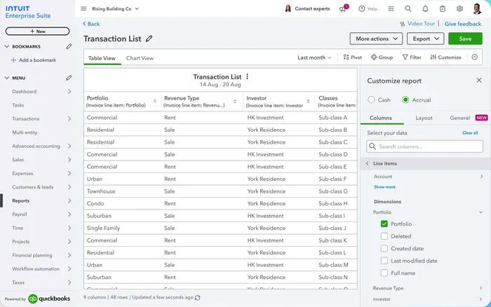 Customer-defined dimensions of Intuit Enterprise Suite | MMB