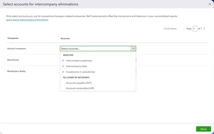 Intercompany chart of accounts setup of Intuit Enterprise Suite | MMB