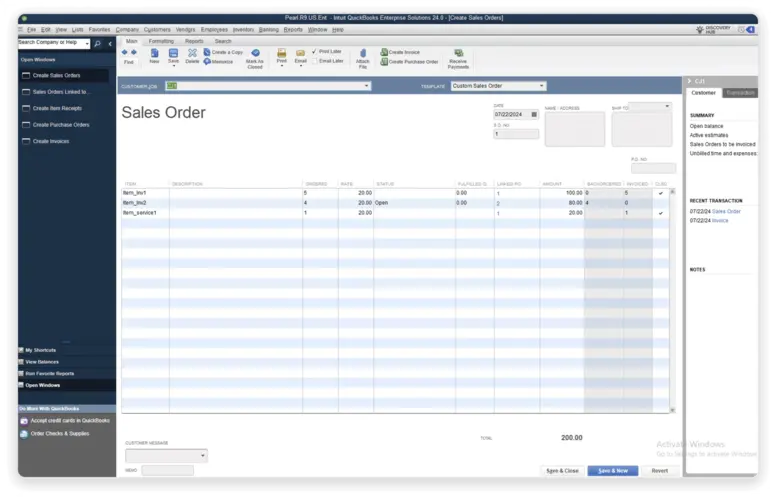 Linked sales order and purchase orders | MMB