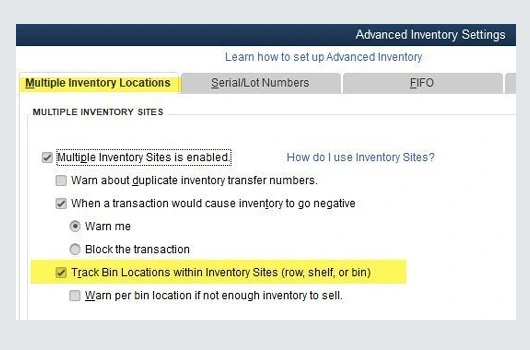 Bin Location Tracking in QBE | MMB