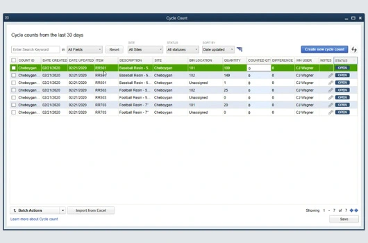 Cycle Count Functionality in QBE | MMB